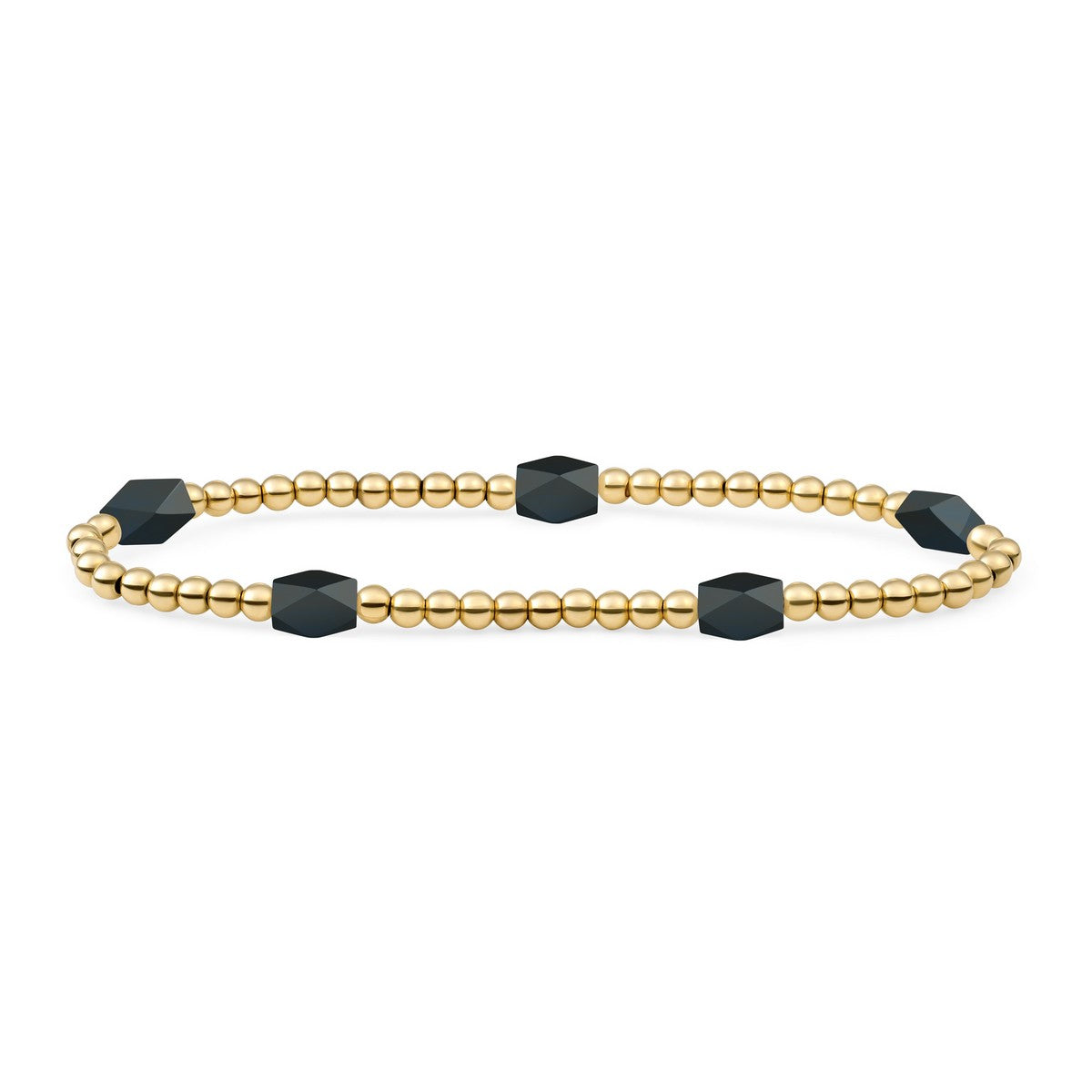 Sparkling Jewels Armband Onyx SB-G-3MM-BAR-G07 Zilverkleurig