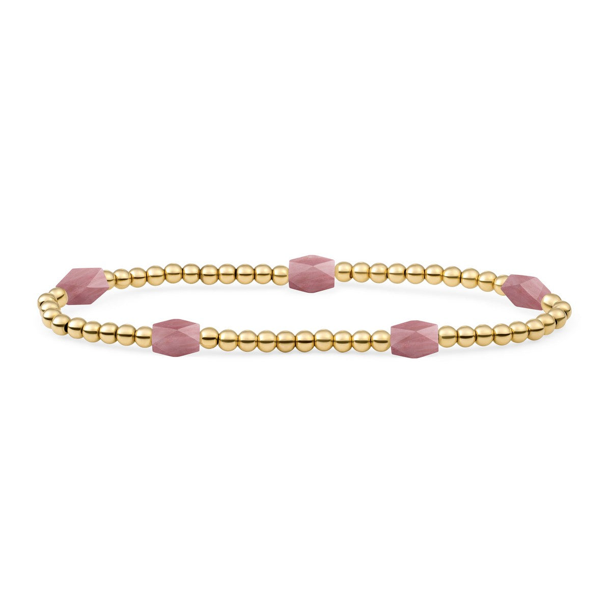 Sparkling Jewels Armband Roze rhodoniet SB-G-3MM-BAR-G24 Zilverkleurig