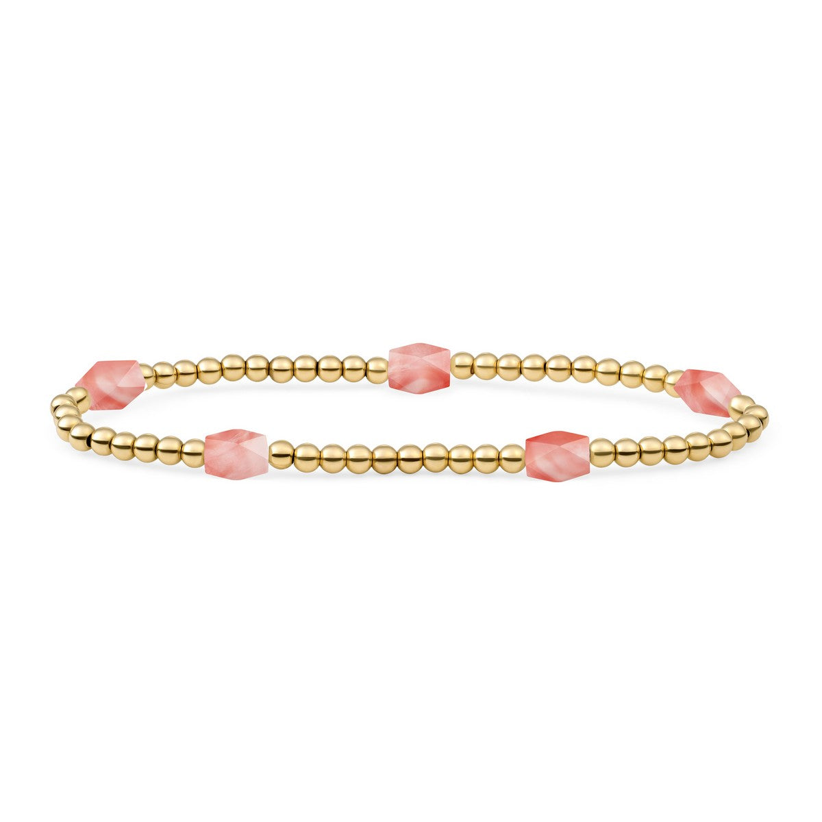 Sparkling Jewels Armband Cherry kwarts Edge Plated SB-G-3MM-BAR-G25 Zilverkleurig