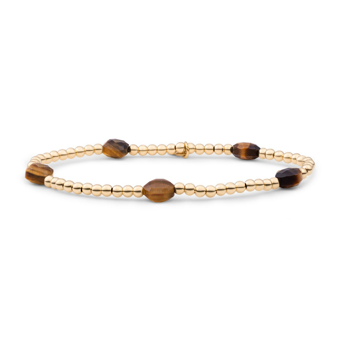 Sparkling Jewels Armband Tijgeroog SB-G-3MM-CC-G09 Goudkleurig
