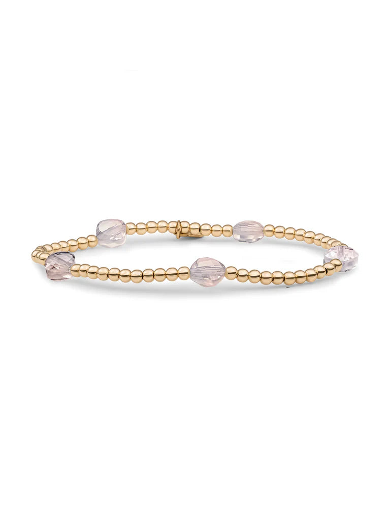Sparkling Jewels Armband Rozenkwarts SB-G-3MM-CC-G13 Zilverkleurig