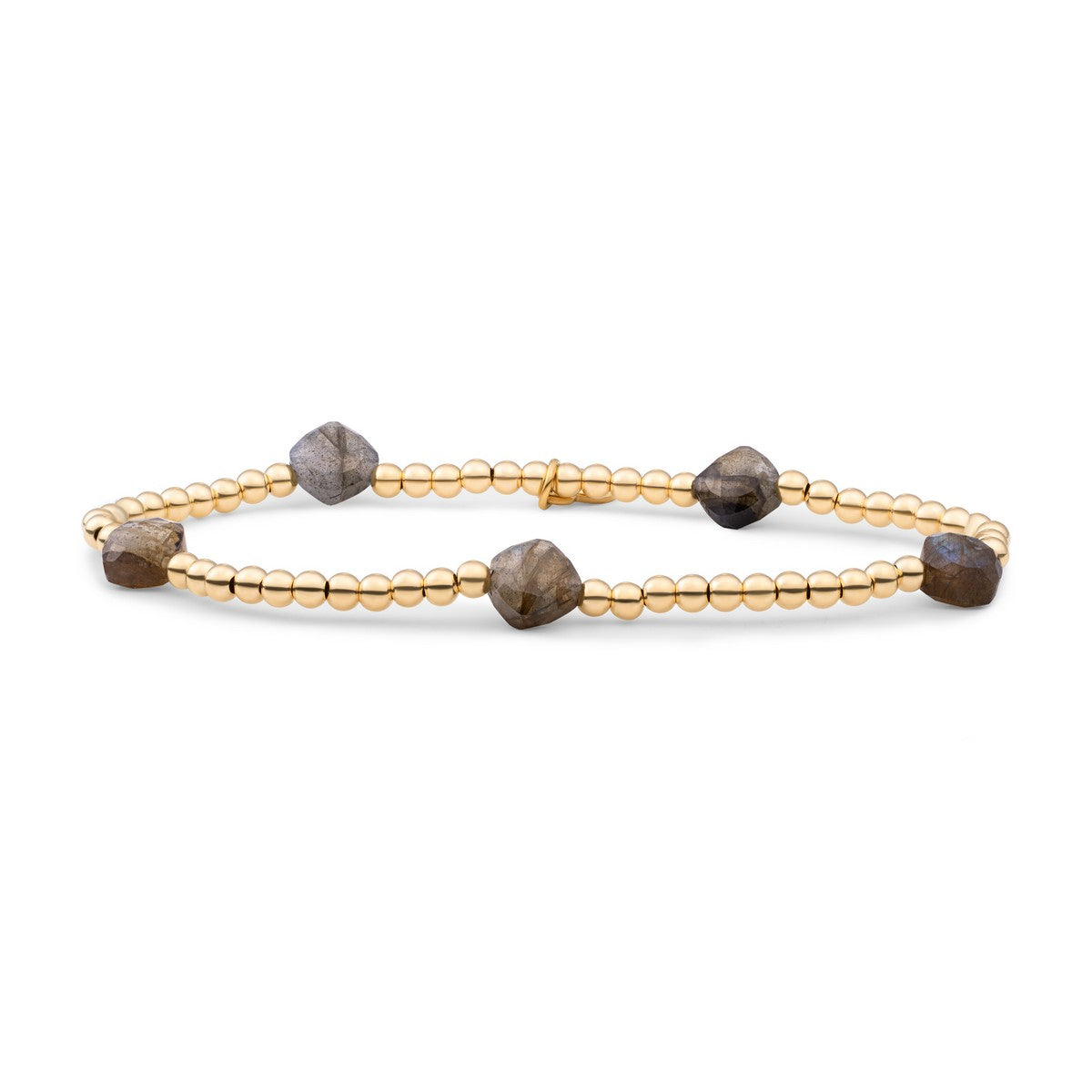 Sparkling Jewels Armband Labradoriet SB-G-3MM-CC-G18 Goudkleurig