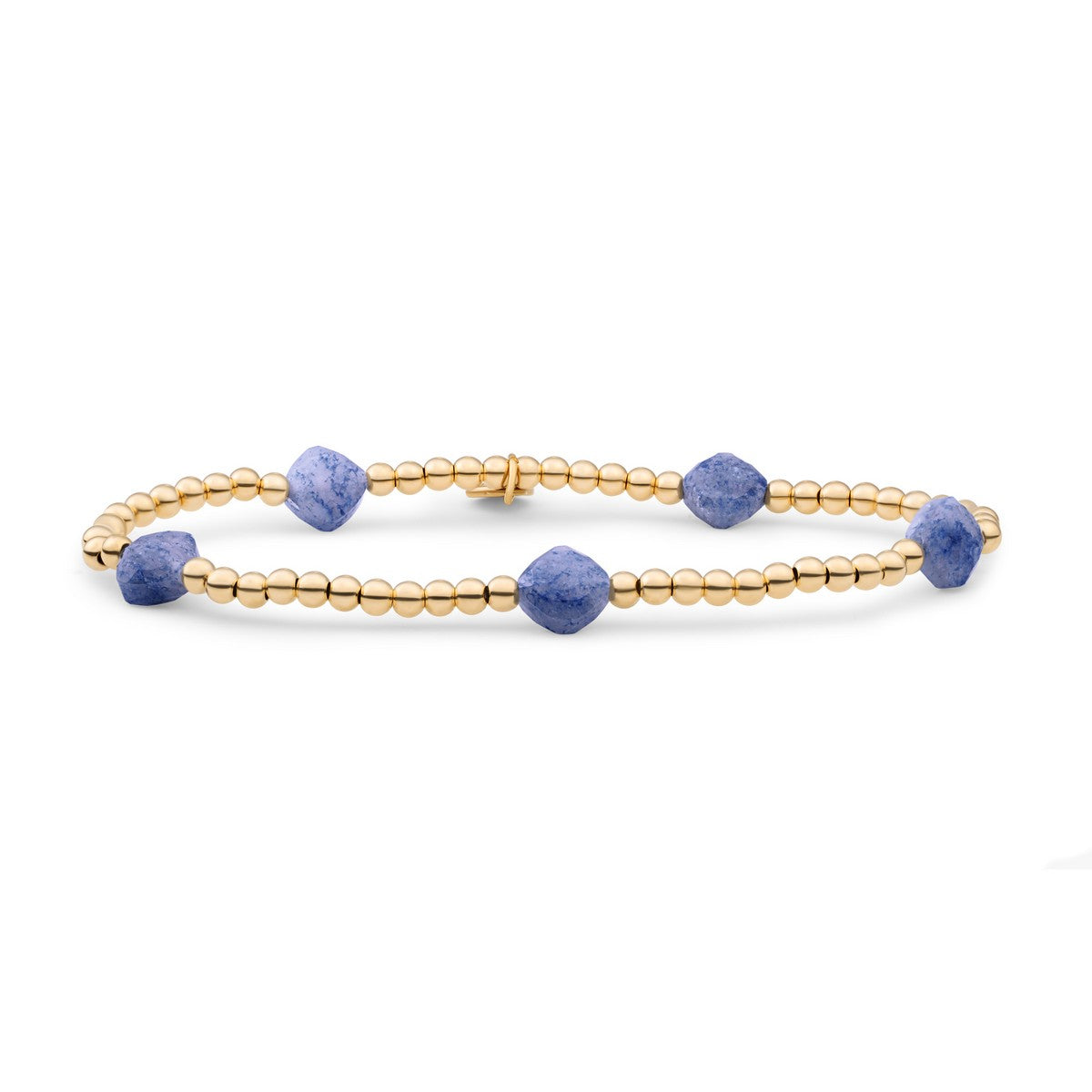 Sparkling Jewels Armband Blauwe aventurijn Beads SB-G-3MM-CC-G37 Zilverkleurig