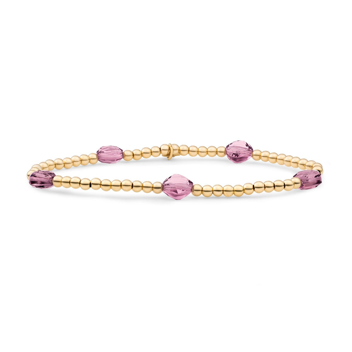 Sparkling Jewels Armband Aubergine kwarts Beads SB-G-3MM-CC-G59 Zilverkleurig
