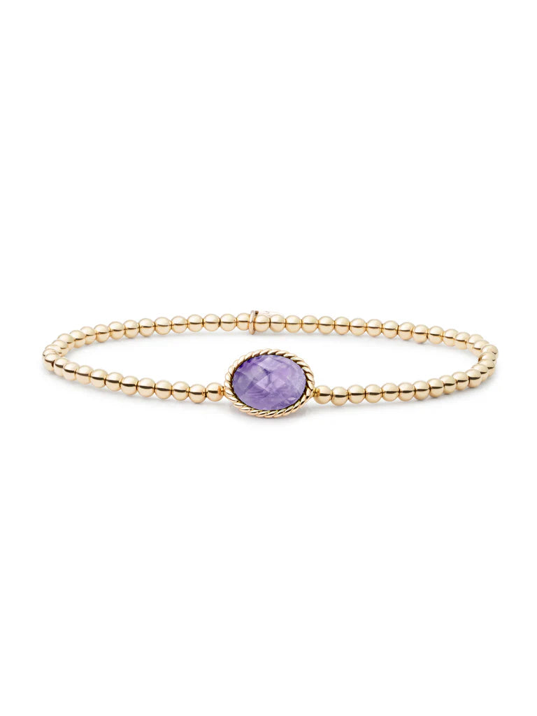 Sparkling Jewels Armband Amethist SB-G-3MM-TG05 Goudkleurig