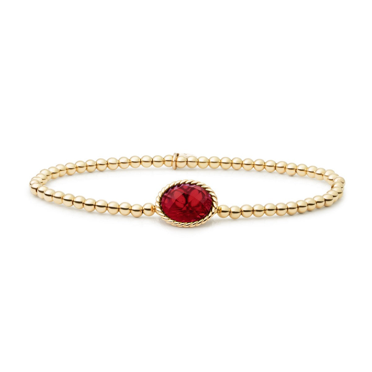 Sparkling Jewels Armband Robijnkwarts SB-G-3MM-TG50 Zilverkleurig