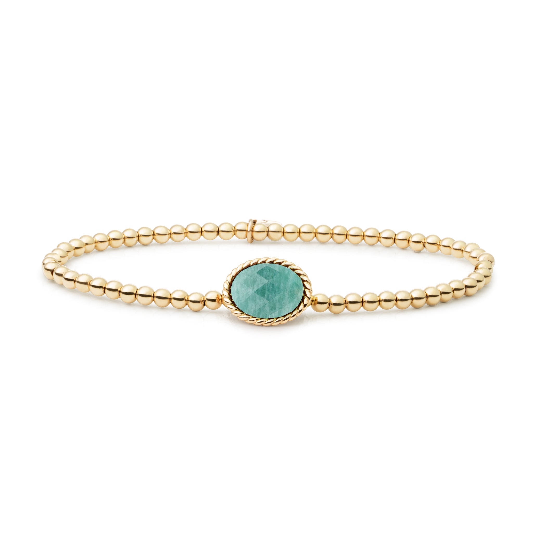 Sparkling Jewels Armband Amazoniet SB-G-3MM-TG57 Goudkleurig