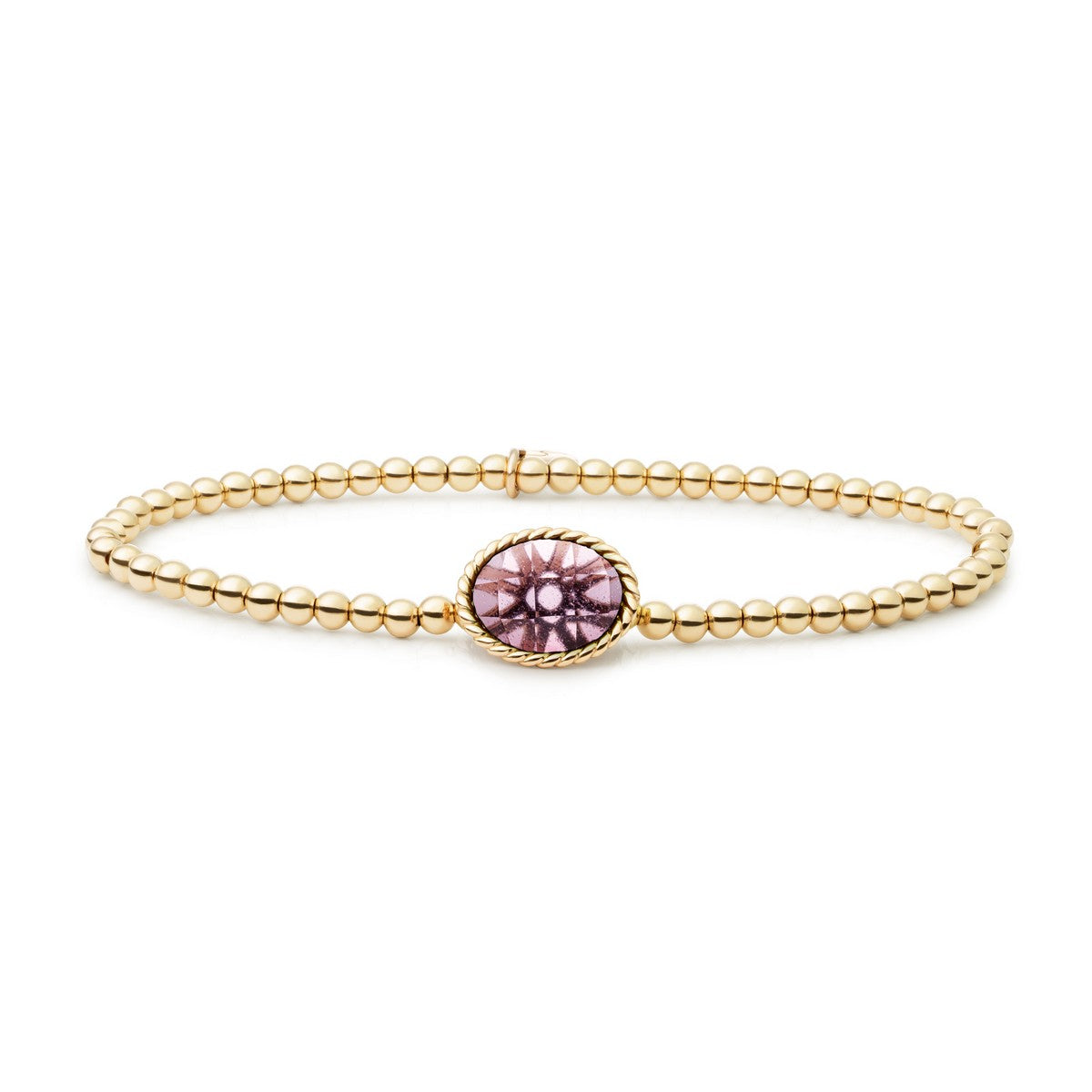 Sparkling Jewels Armband Aubergine Kwarts SB-G-3MM-TG59 Zilverkleurig