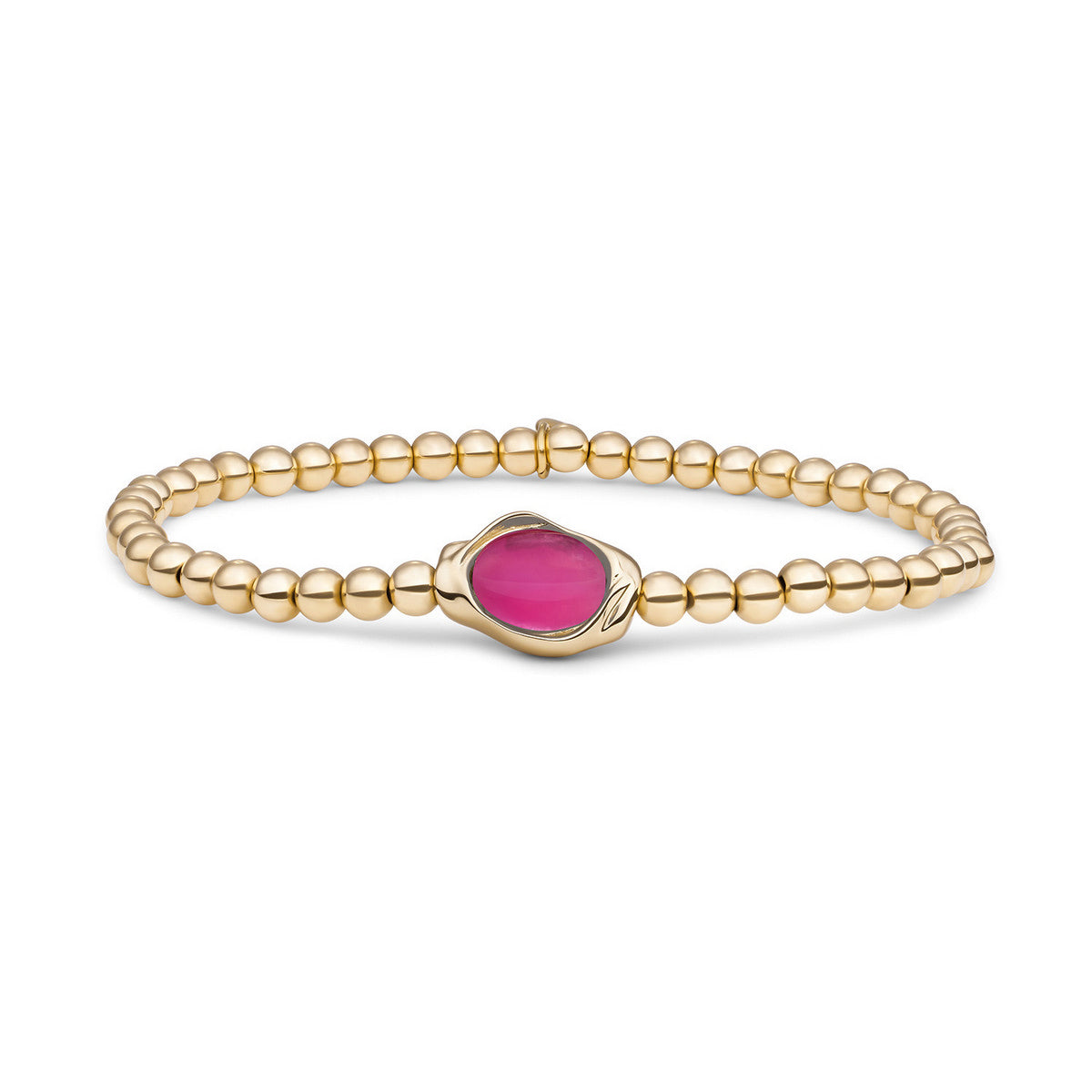 Sparkling Jewels Armband Jade SB-G-4MM-FLG69 Goudkleurig