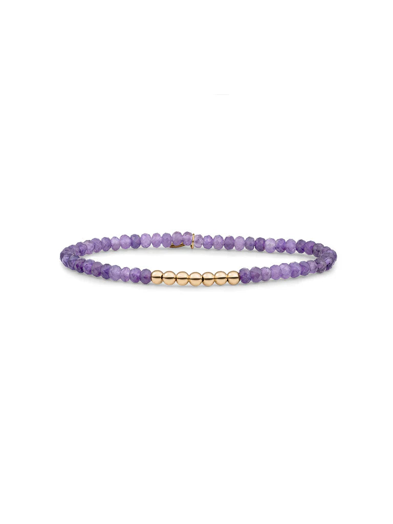 Sparkling Jewels Armband Amethist SB-G-4MM-RLI-G05 Goudkleurig
