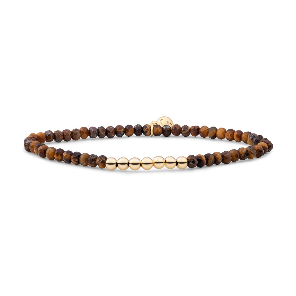 Sparkling Jewels Armband Tijgeroog SB-G-4MM-RLI-G09 Goudkleurig