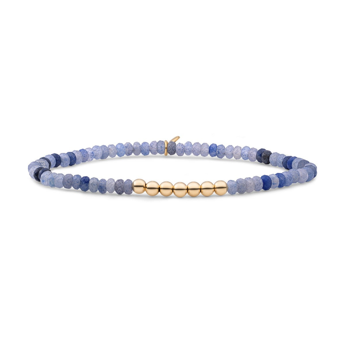 Sparkling Jewels Armband Blauwe aventurijn 4mm SB-G-4MM-RLI-G37 Goudkleurig
