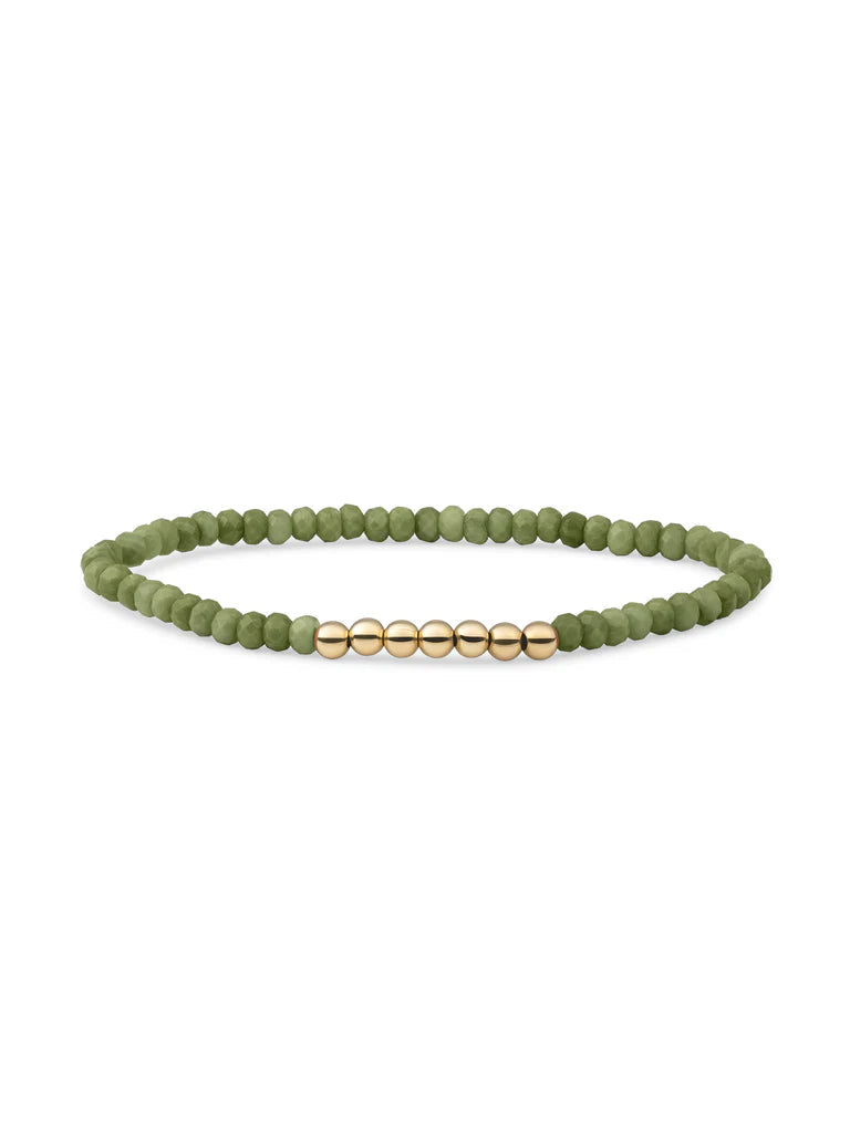 Sparkling Jewels Armband Jade SB-G-4MM-RLI-G64 Goudkleurig