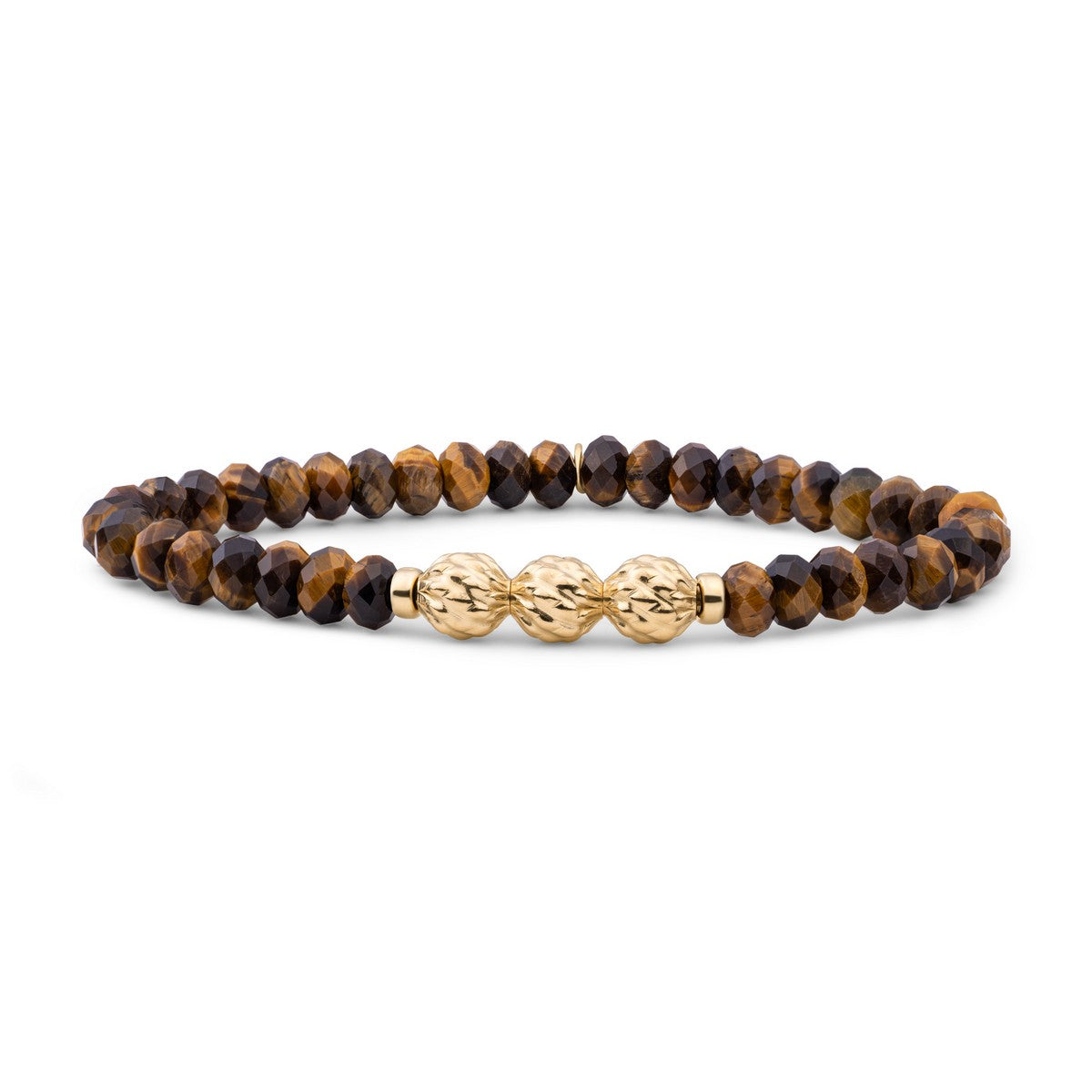 Sparkling Jewels Armband Tijgeroog SB-G-6MM-FUSE-G09 Zilverkleurig