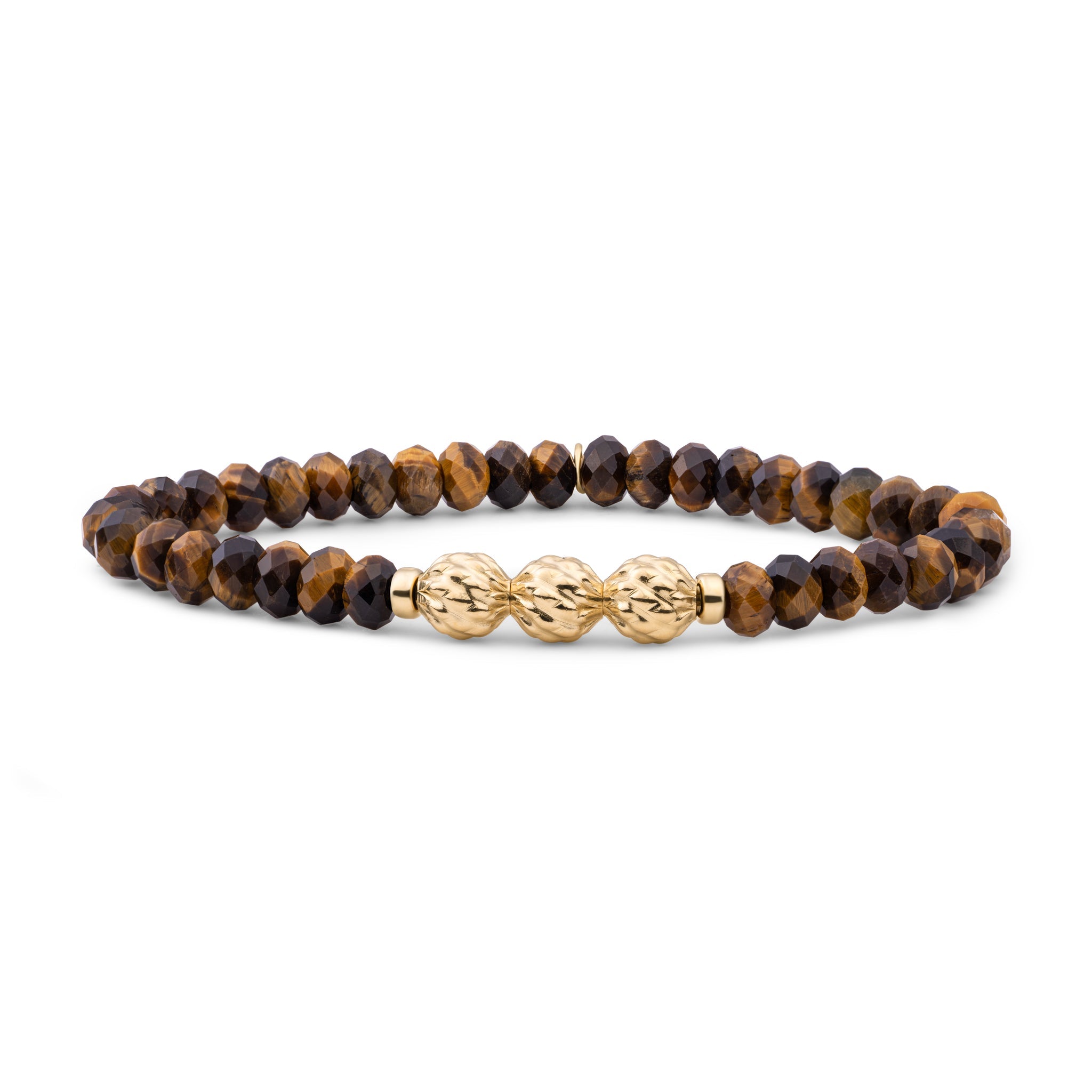 Sparkling Jewels Armband Tijgeroog SB-S-6MM-FUSE-G09 Zilverkleurig