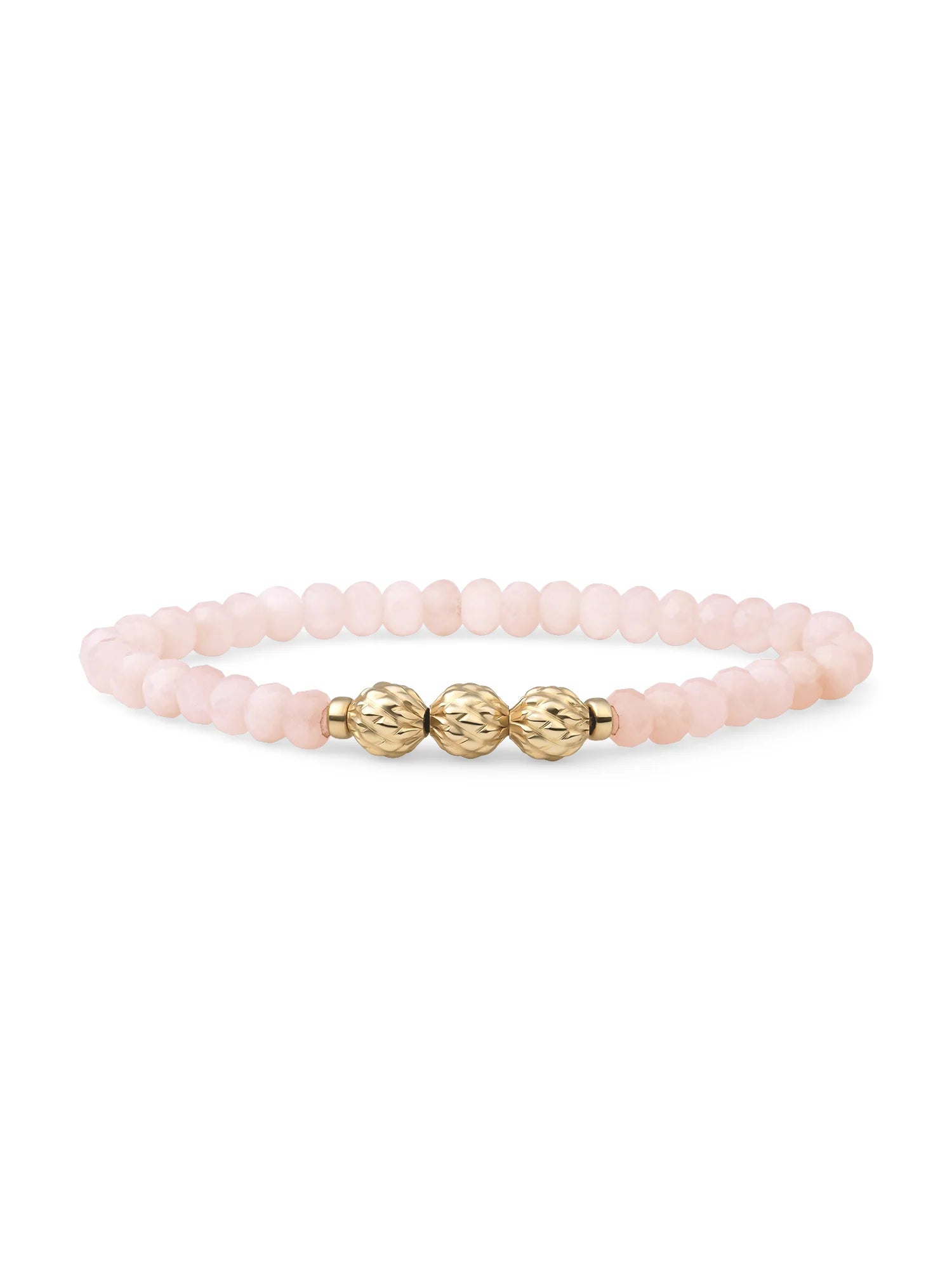 Sparkling Jewels Armband Rozenkwarts SB-G-6MM-FUSE-G13 Goudkleurig