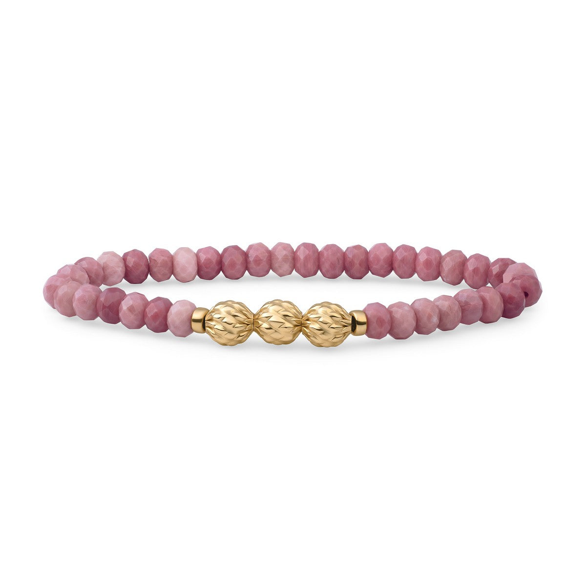 Sparkling Jewels Armband Roze rhodoniet SB-G-6MM-FUSE-G24 Goudkleurig