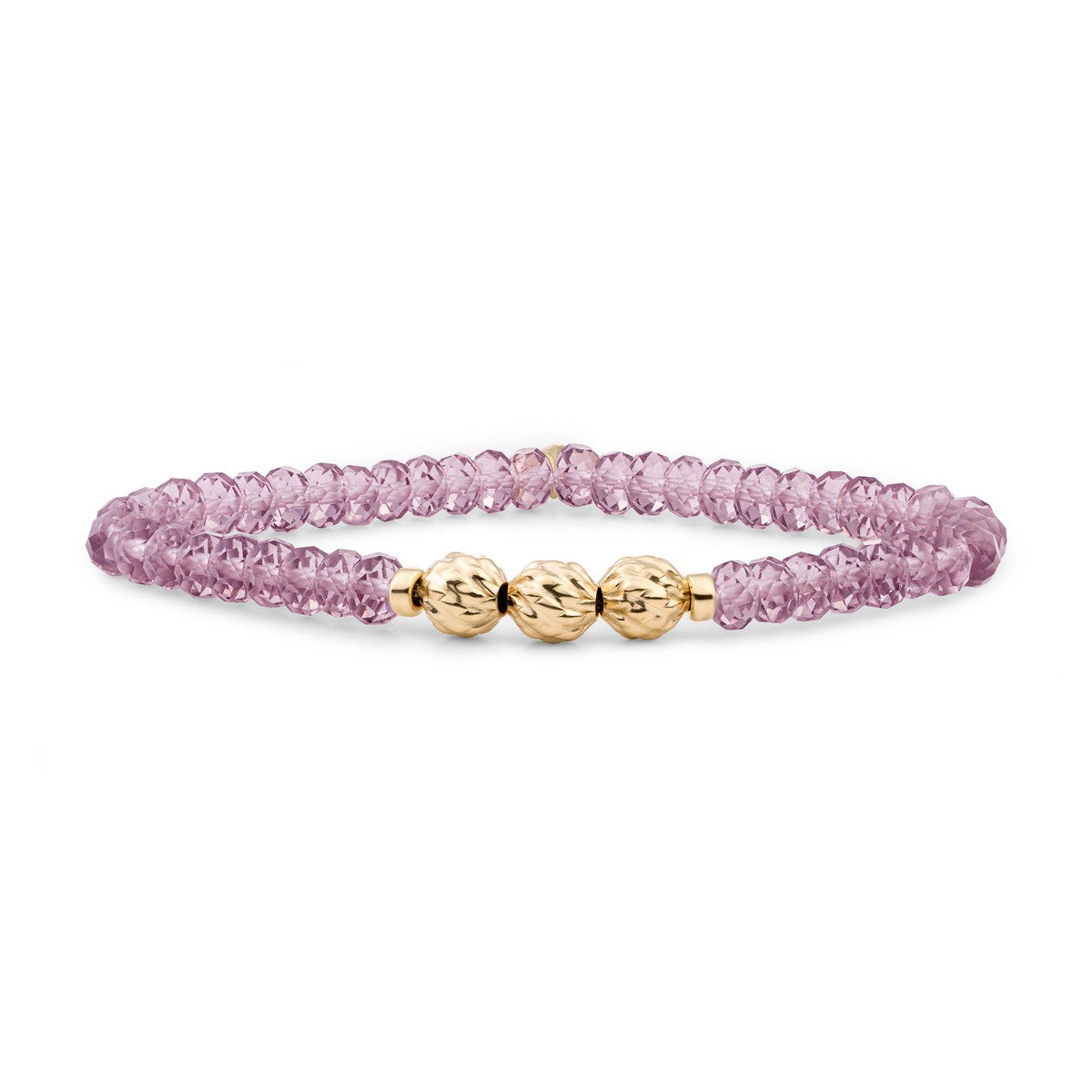 Sparkling Jewels Armband Aubergine kwarts Fuse beads 6mm SB-G-6MM-FUSE-G59 Goudkleurig