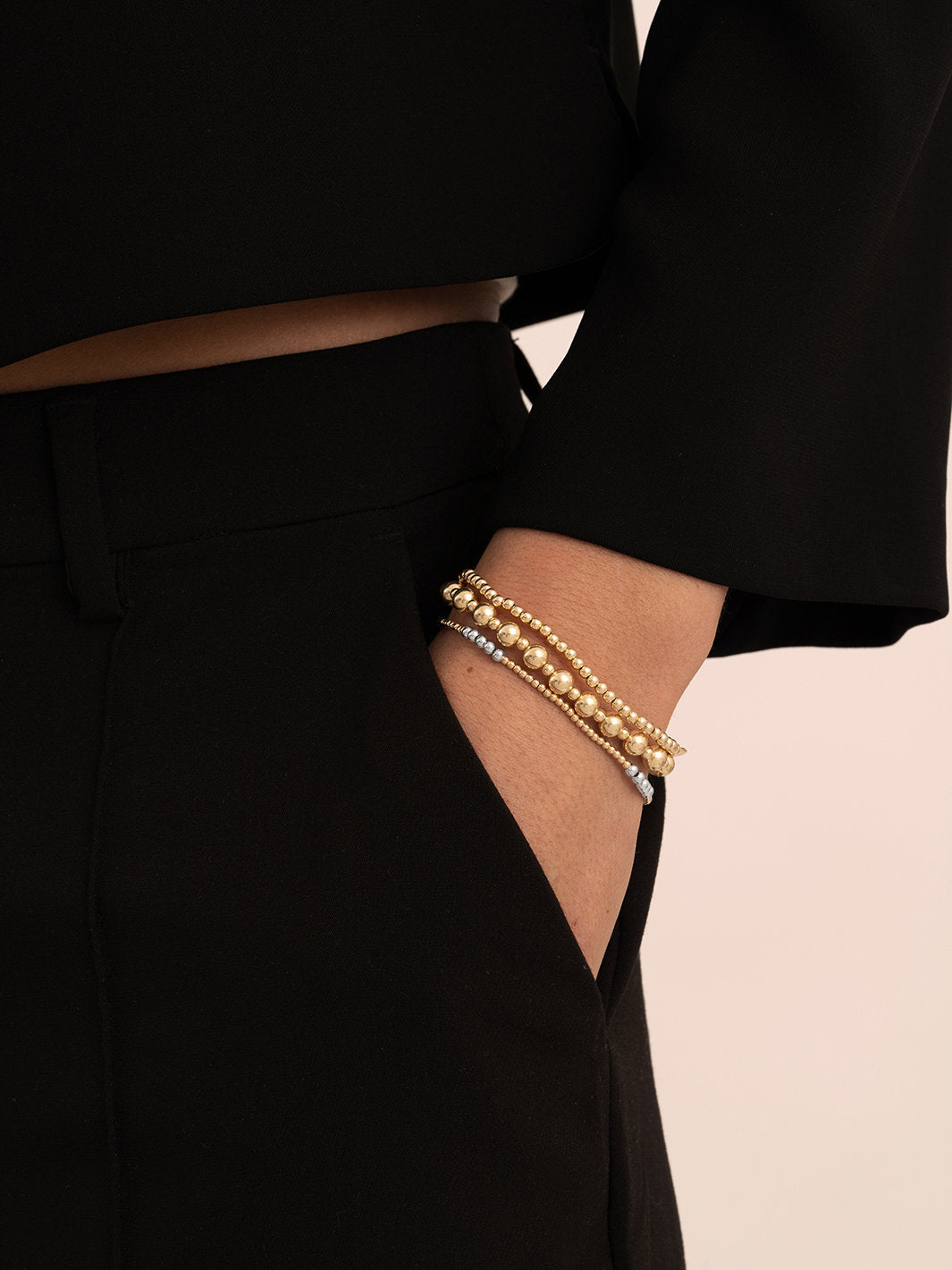 Sparkling Jewels Armband Bold Mix Interstellar Gold - 6/3 mm SB-G-MIX-02 Goudkleurig