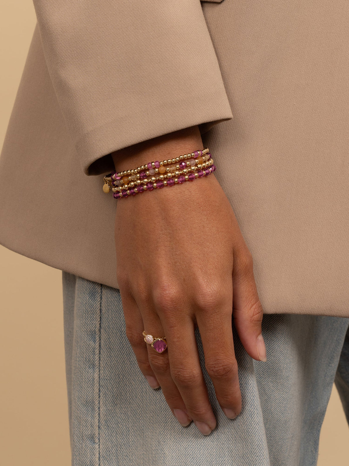 Sparkling Jewels Armband Bold Mix Gold - 4/2 mm SB-G-MIX-09 Goudkleurig