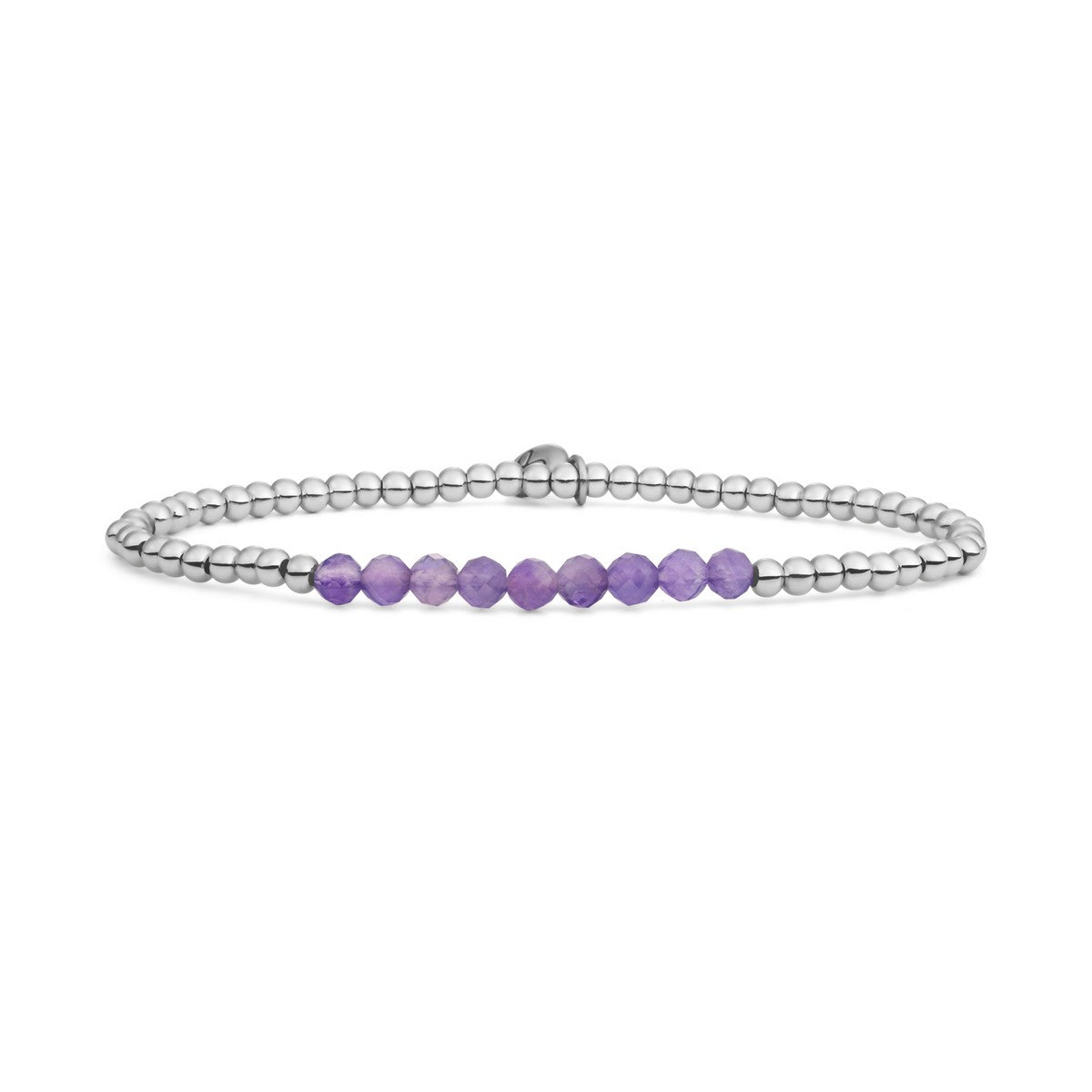 Sparkling Jewels Armband Amethist SB-GEM05-3MM-LINE Zilverkleurig
