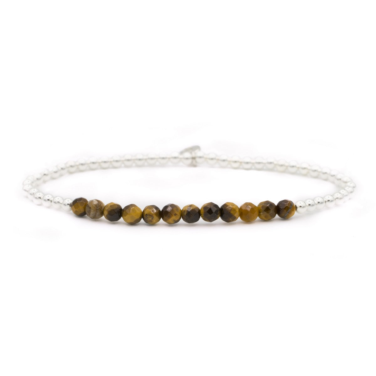 Sparkling Jewels Armband Tijgeroog SB-GEM09-3MM-LINE Zilverkleurig