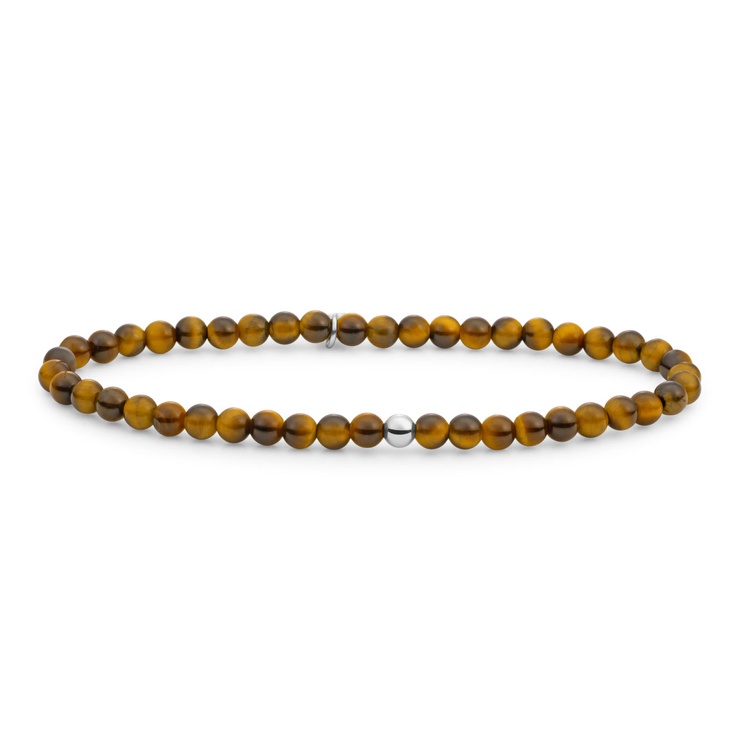 Sparkling Jewels Armband Tijgeroog SB-GEM09-ADD-4MM Zilverkleurig