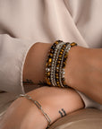 Sparkling Jewels Armband Tiger Eye Saturn large - Silver 6mm SB-GEM09-ADD-6MM - PansiteNederland.nl