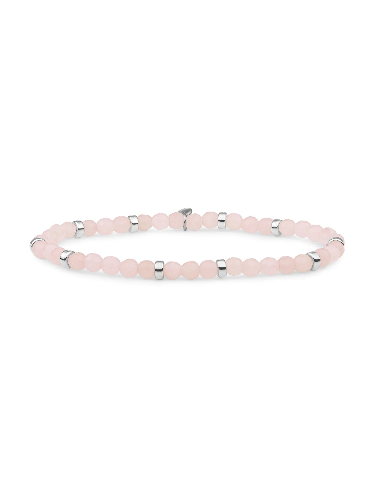 Sparkling Jewels Armband Rozenkwarts Roundel Interstellar SB-GEM13-MIX-RDL Zilverkleurig
