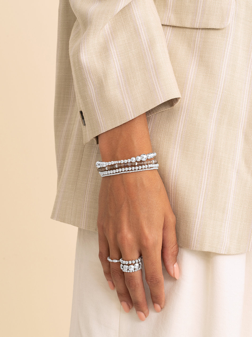 Sparkling Jewels Armband Labradoriet SB-GEM18-MIX-RDL Zilverkleurig