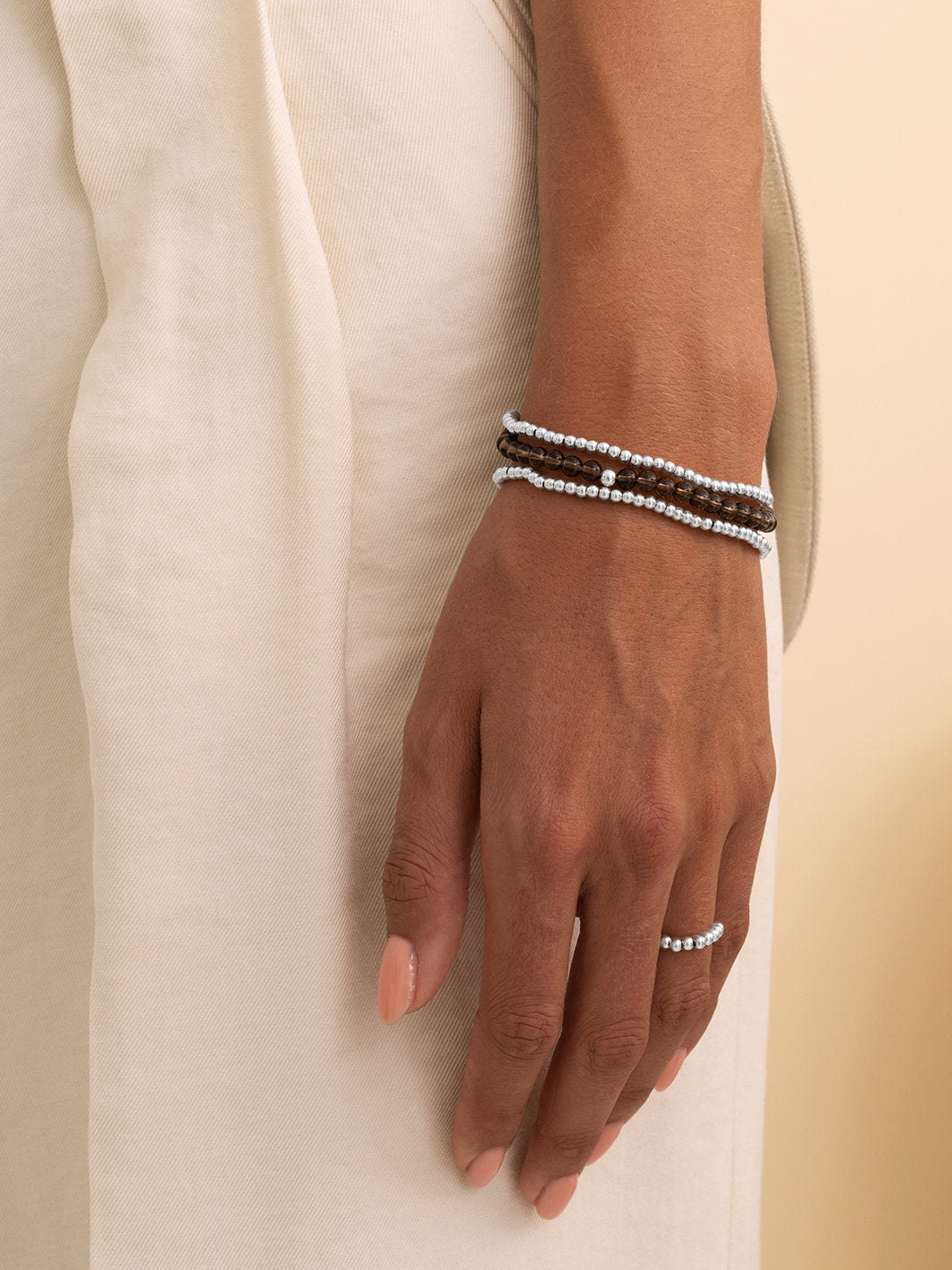 Sparkling Jewels Armband Rookkwarts SB-GEM23-ADD-4MM Zilverkleurig