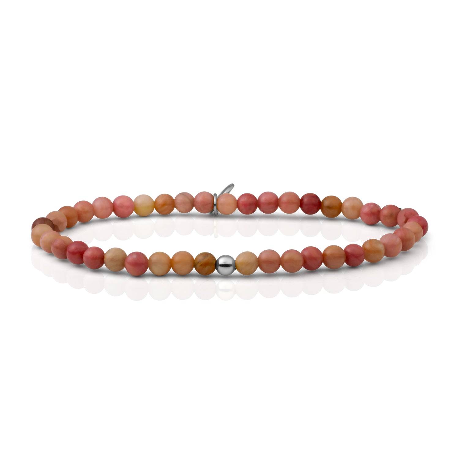 Sparkling Jewels Armband Roze rhodoniet Saturn small 4mm SB-GEM24-ADD-4MM Goudkleurig
