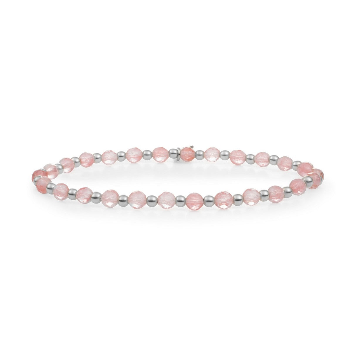 Sparkling Jewels Armband Cherry kwarts SB-GEM25-3MM-MIX Zilverkleurig