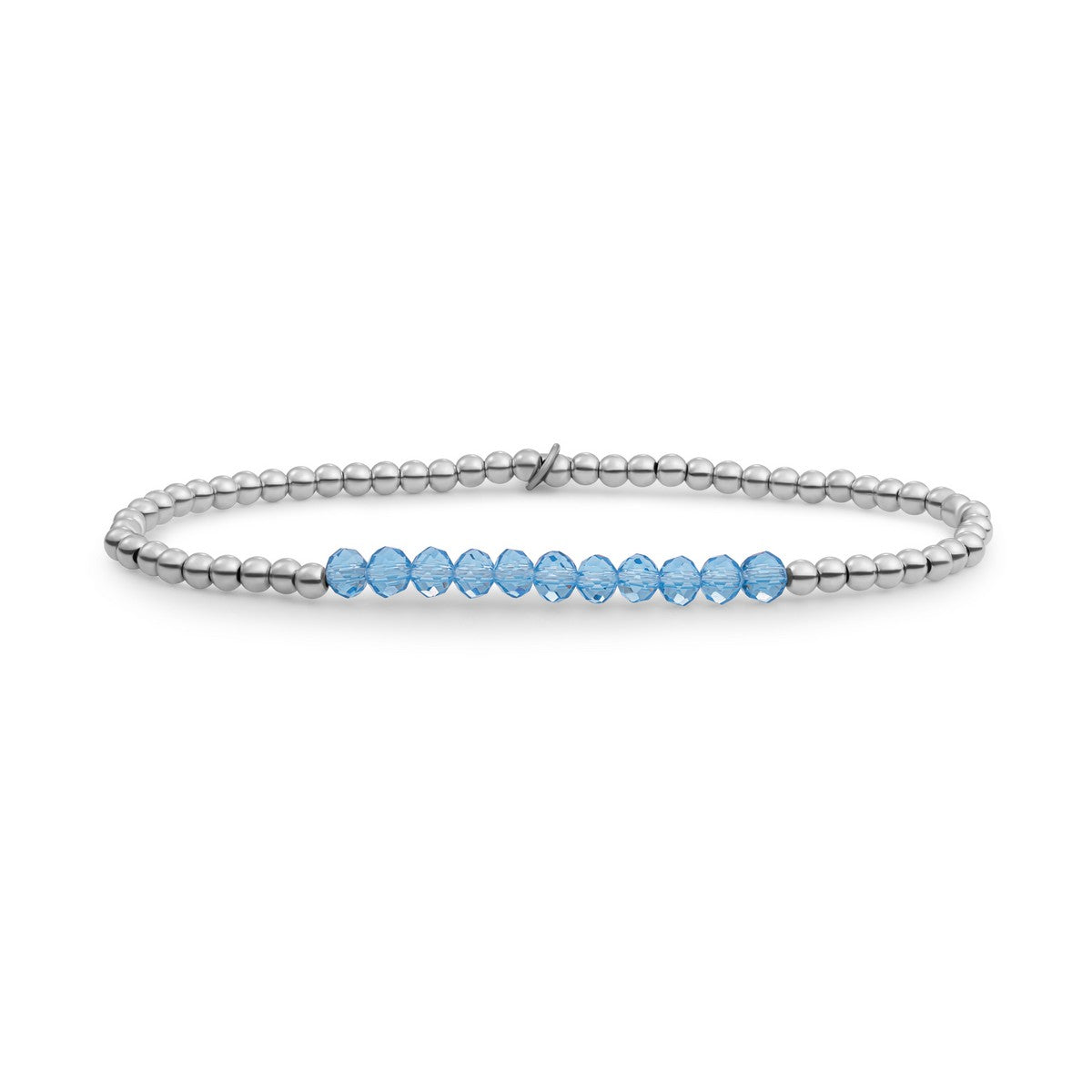 Sparkling Jewels Armband Aquamarijn SB-GEM56-3MM-LINE Zilverkleurig
