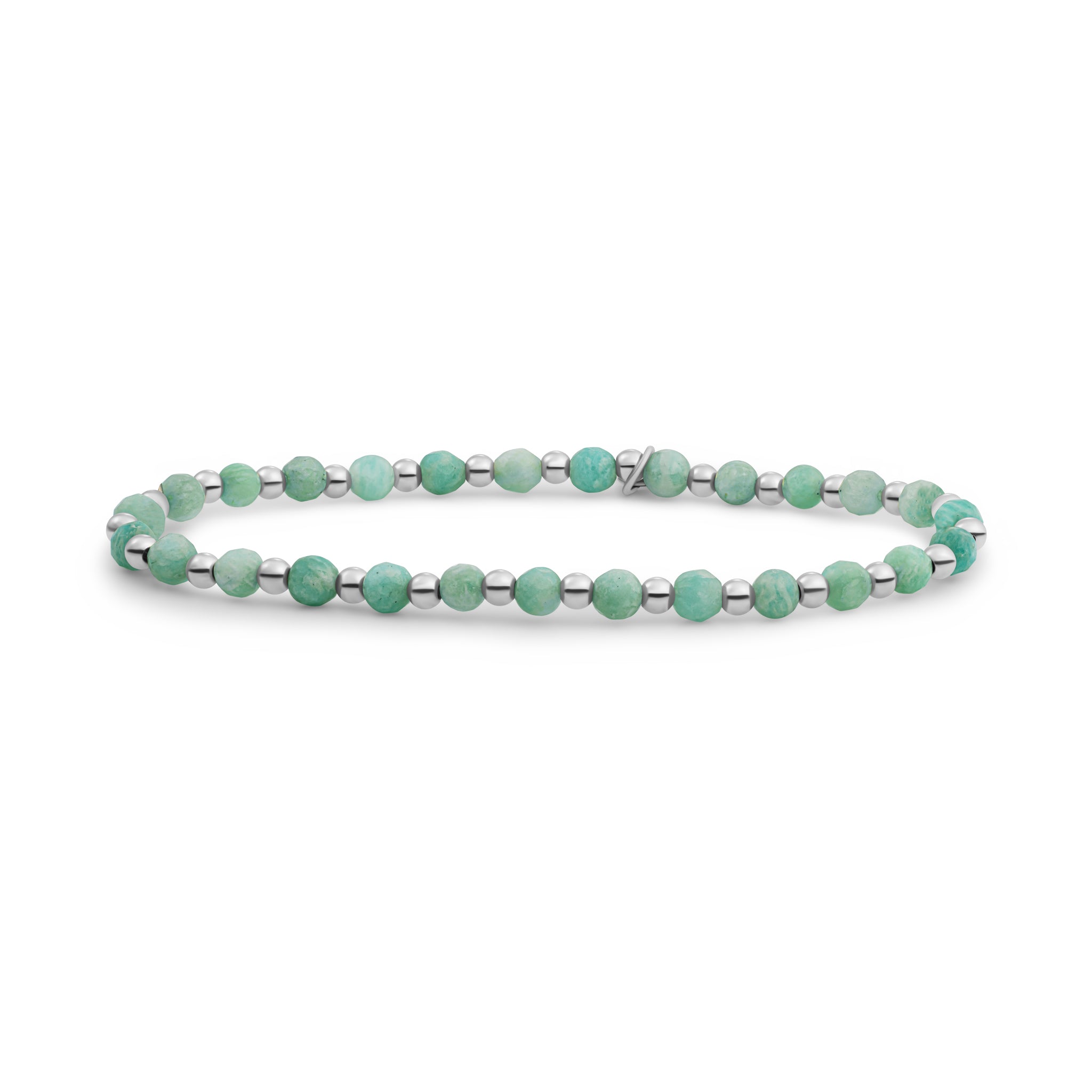 Sparkling Jewels Armband Amazoniet SB-GEM57-3MM-MIX Zilverkleurig