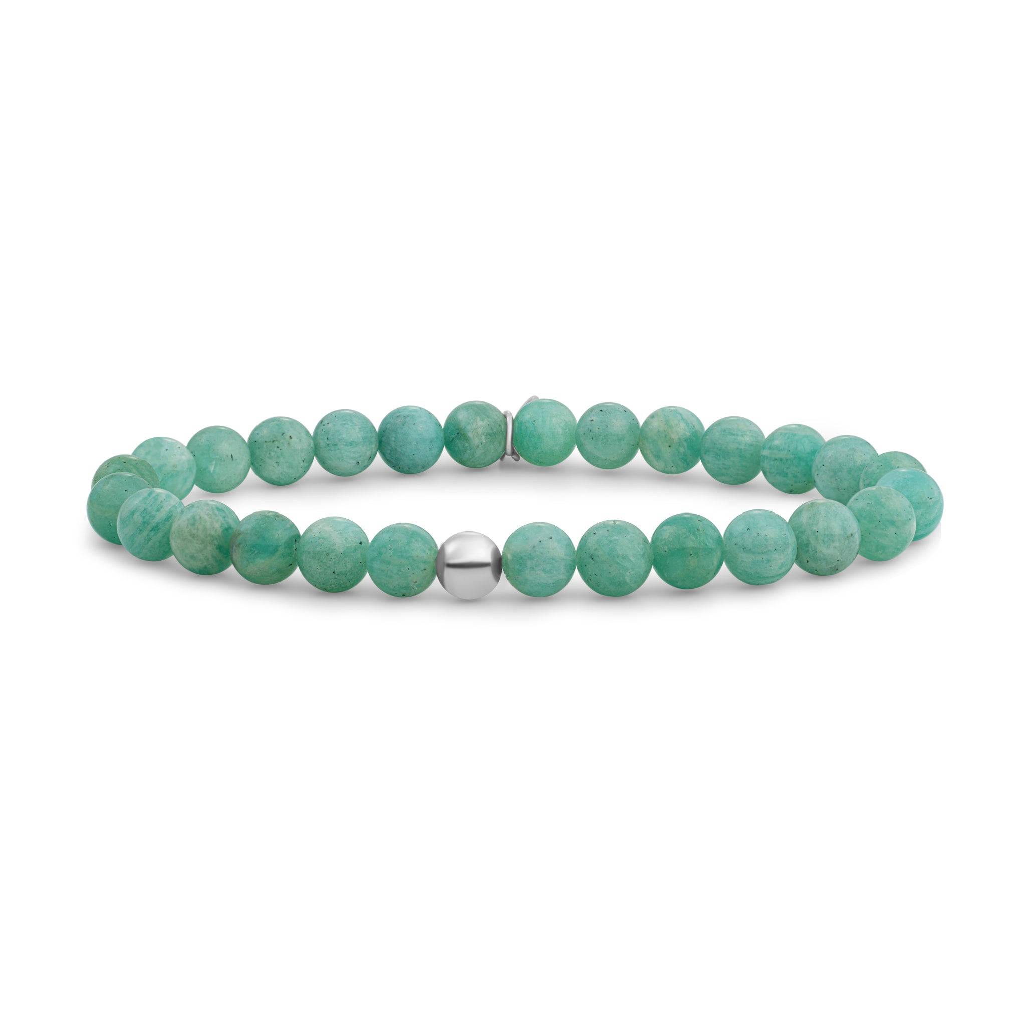 Sparkling Jewels Armband Amazoniet SB-GEM57-ADD-6MM Zilverkleurig
