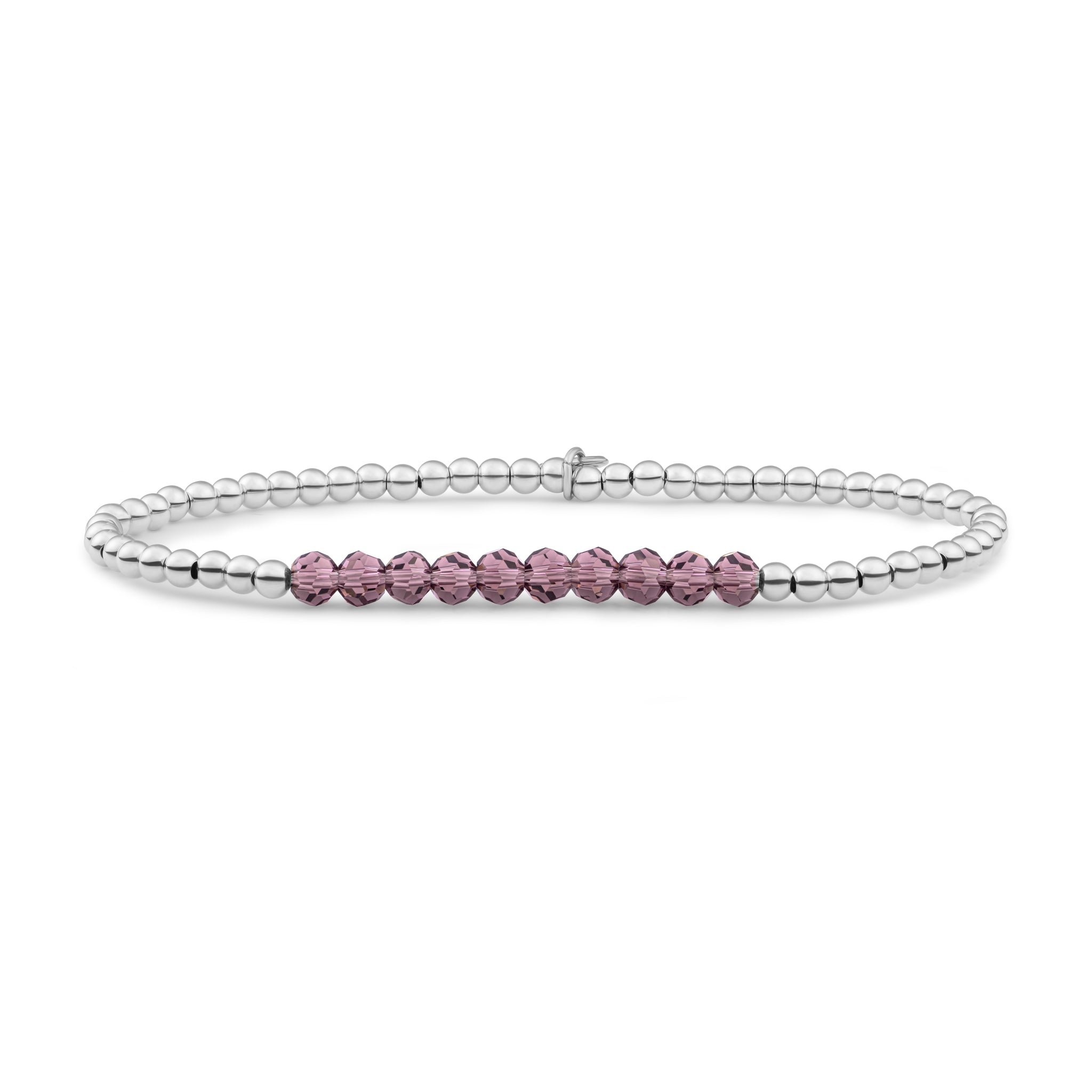Sparkling Jewels Armband Aubergine kwarts Universe 3mm SB-GEM59-3MM-LINE Zilverkleurig