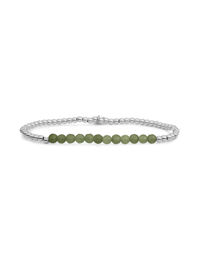 Sparkling Jewels Armband Jade SB-GEM64-3MM-LINE Zilverkleurig