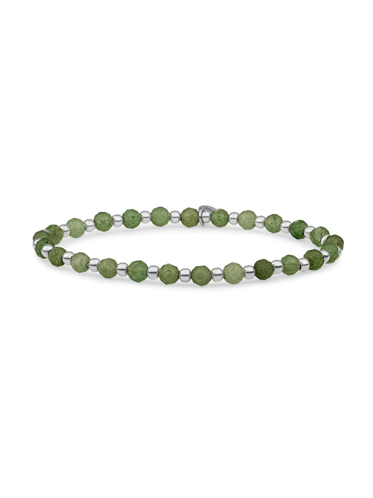 Sparkling Jewels Armband Jade SB-GEM64-3MM-MIX Zilverkleurig