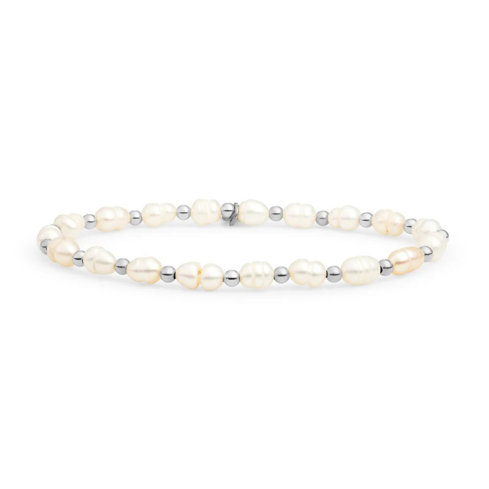 Sparkling Jewels Armband Parel SB-PEARL-3MM-MIX Zilverkleurig