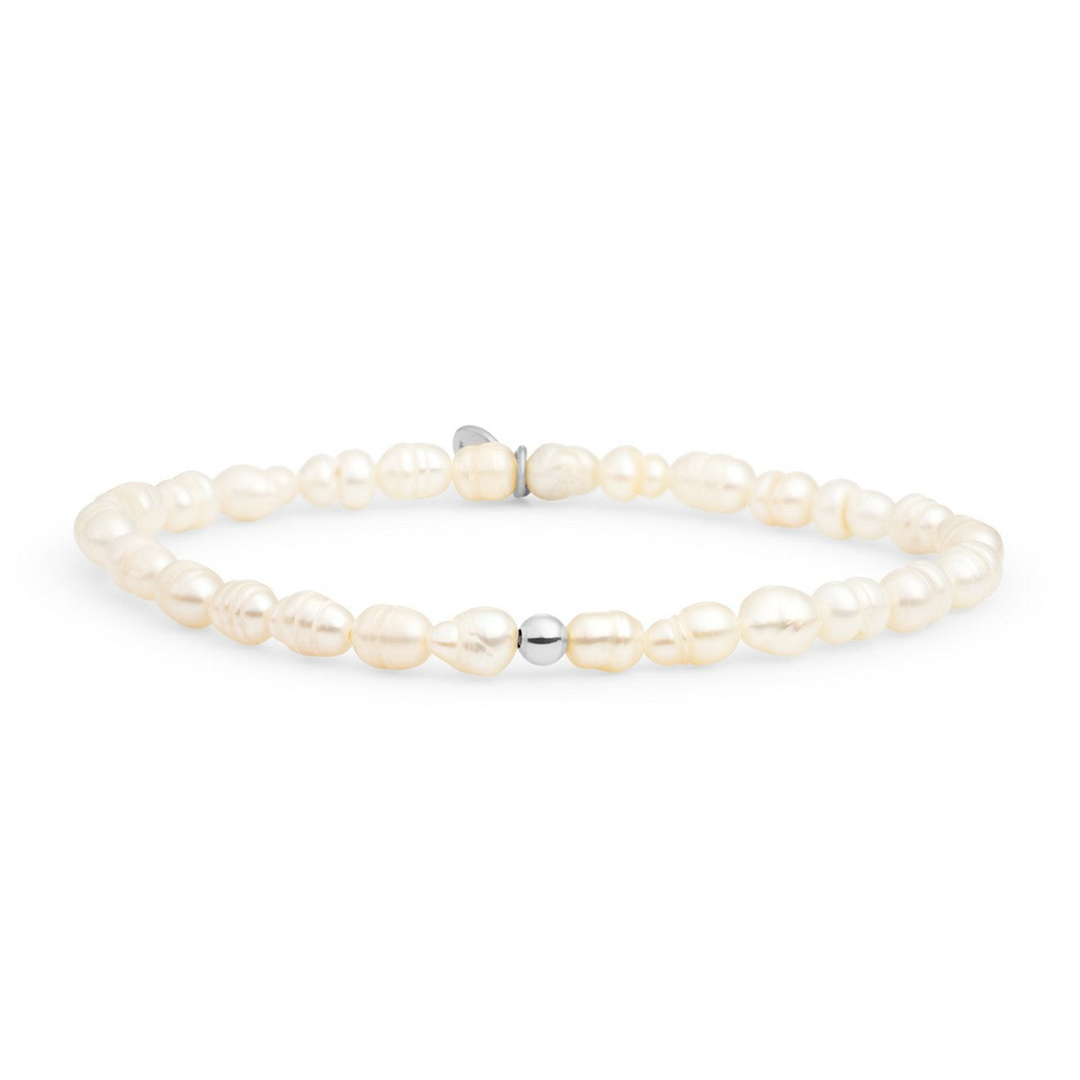 Sparkling Jewels Armband Parel SB-PEARL-ADD-4MM Zilverkleurig