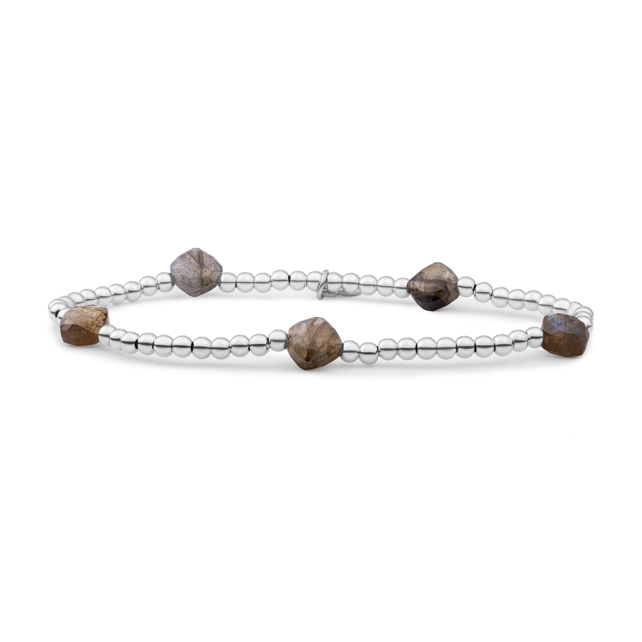 Sparkling Jewels Armband Labradoriet SB-S-3MM-CC-G18 Zilverkleurig