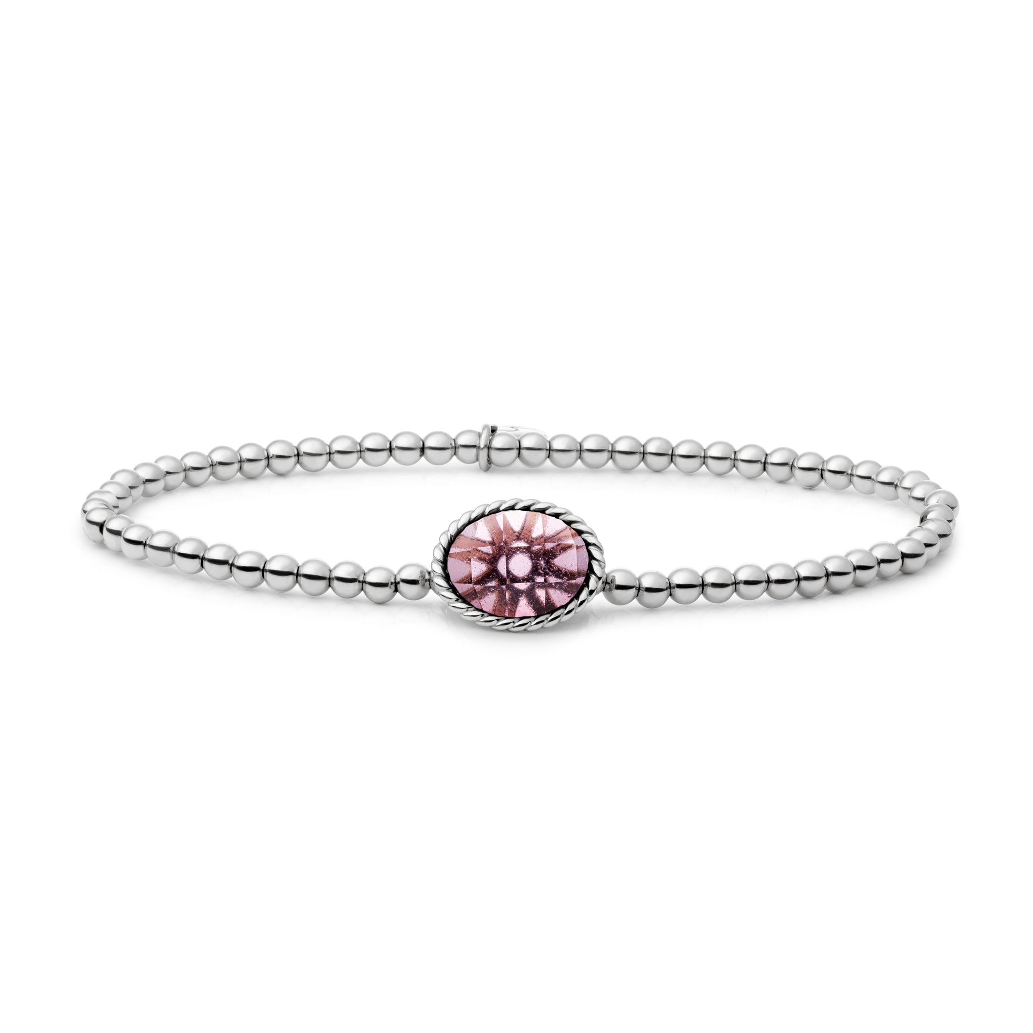 Sparkling Jewels Armband Aubergine Kwarts SB-S-3MM-TG59 Zilverkleurig