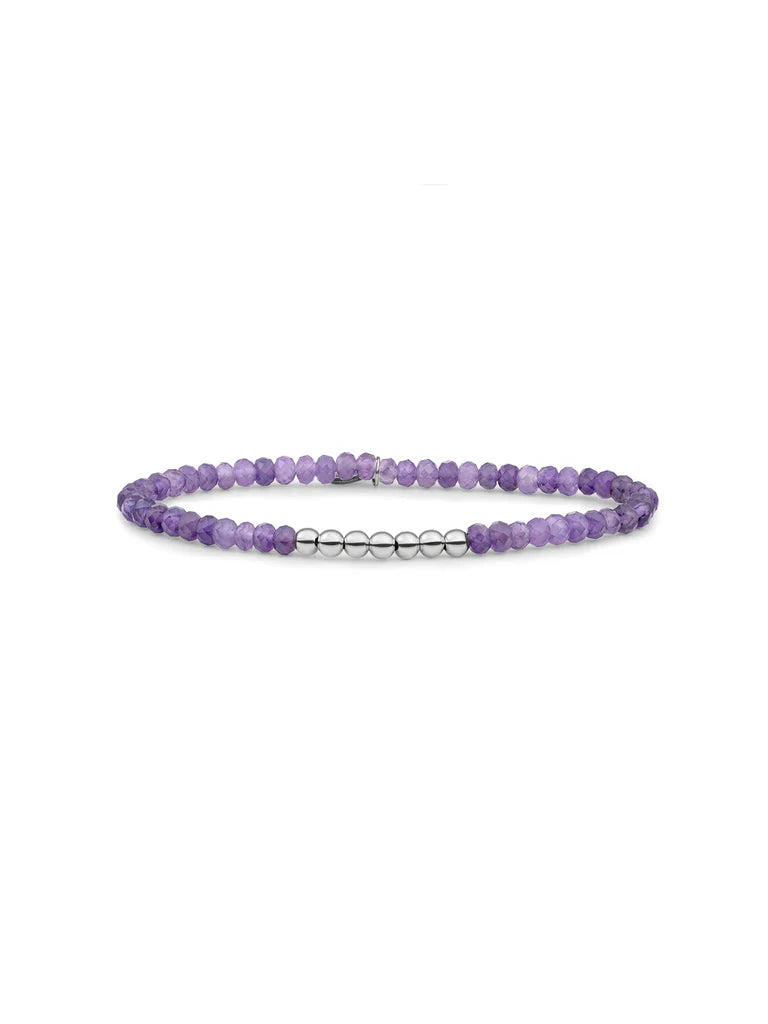 Sparkling Jewels Armband Amethist SB-S-4MM-RLI-G05 Zilverkleurig