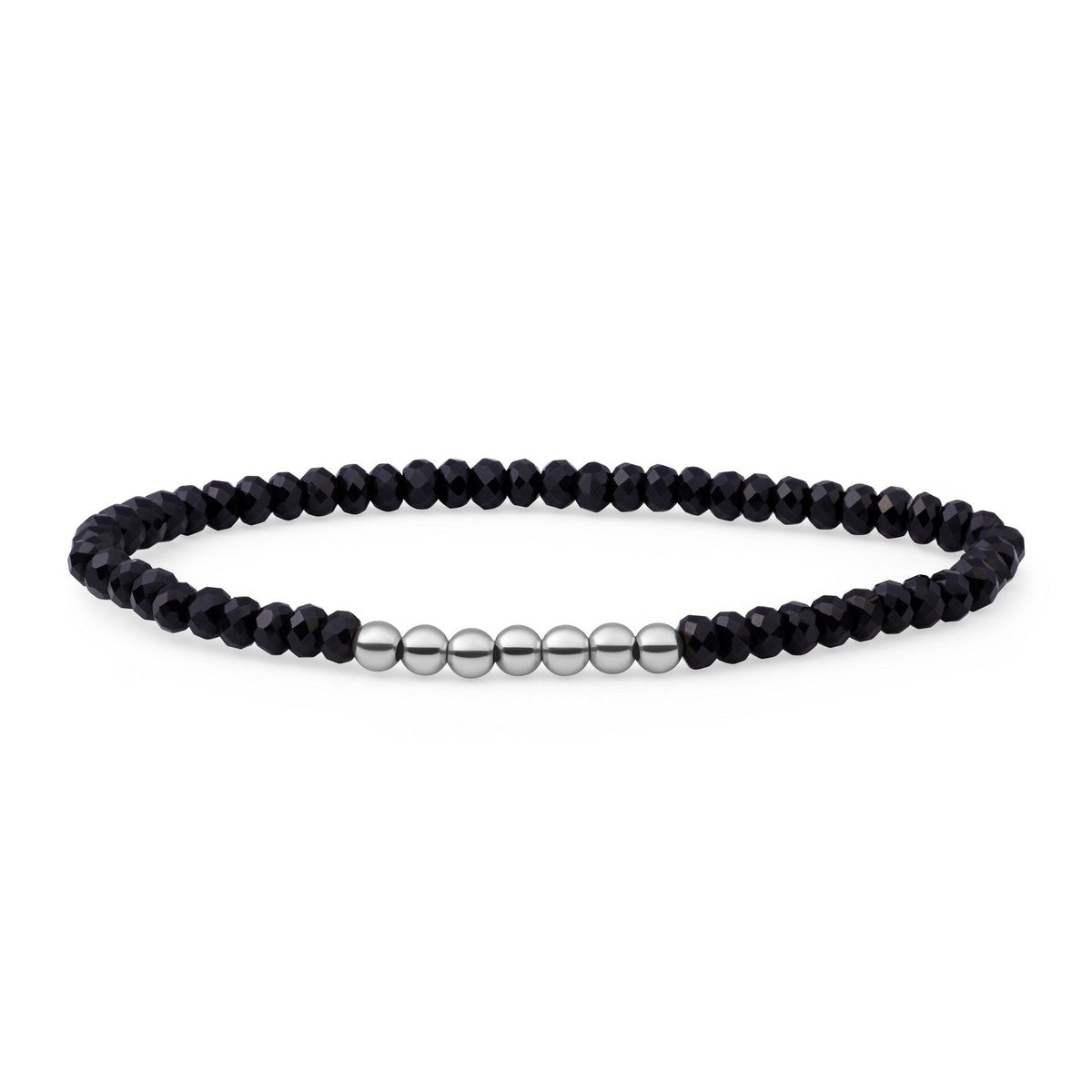 Sparkling Jewels Armband Onyx SB-S-4MM-RLI-G07 Zilverkleurig
