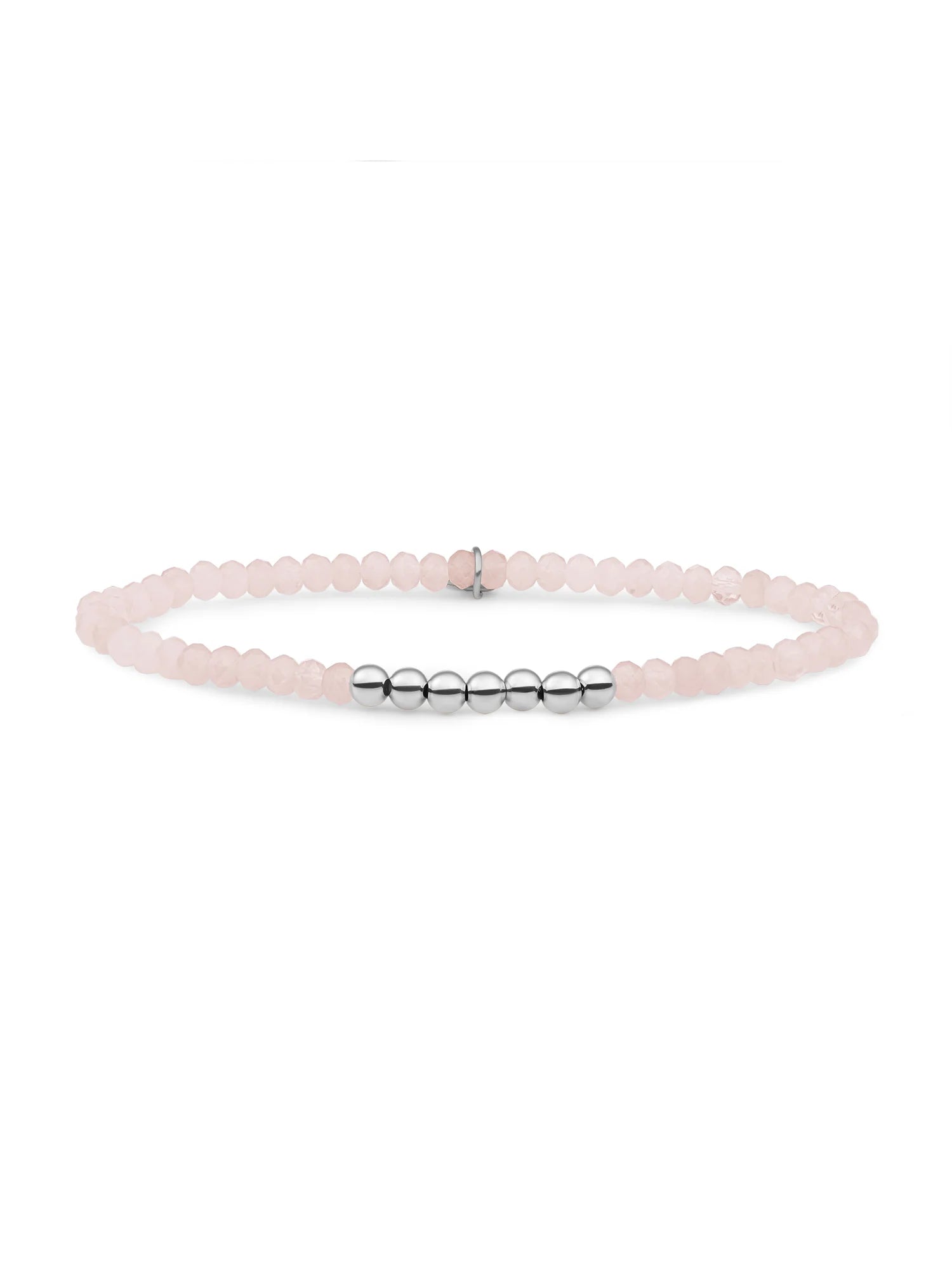 Sparkling Jewels Armband Rozenkwarts 4mm SB-S-4MM-RLI-G13 Zilverkleurig