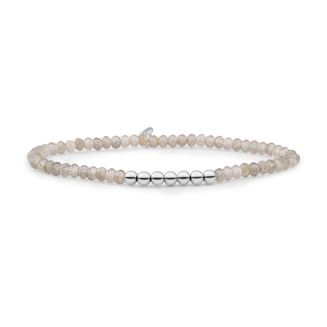 Sparkling Jewels Armband Labradoriet SB-S-4MM-RLI-G18 Zilverkleurig