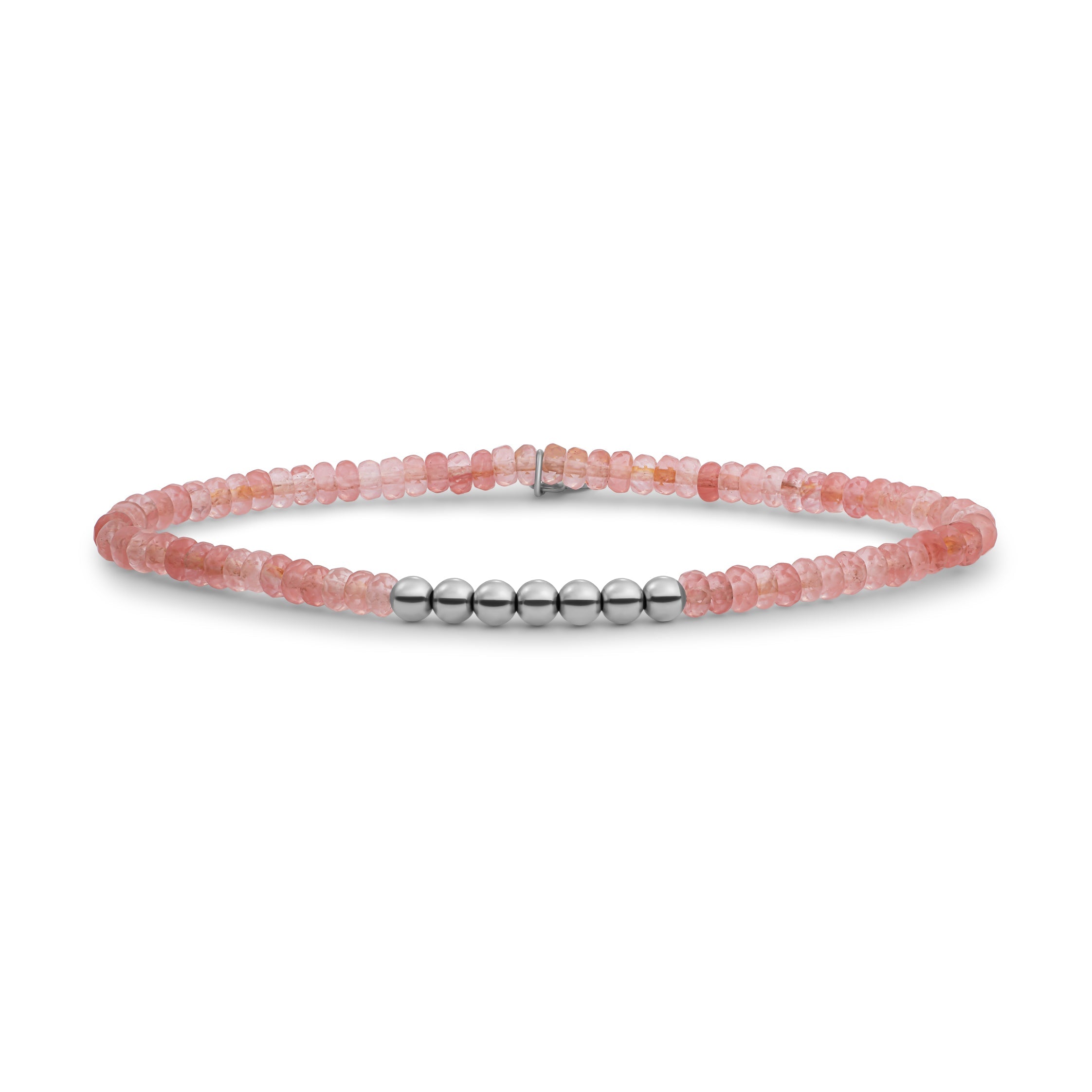 Sparkling Jewels Armband Cherry kwarts 4mm SB-S-4MM-RLI-G25 Zilverkleurig
