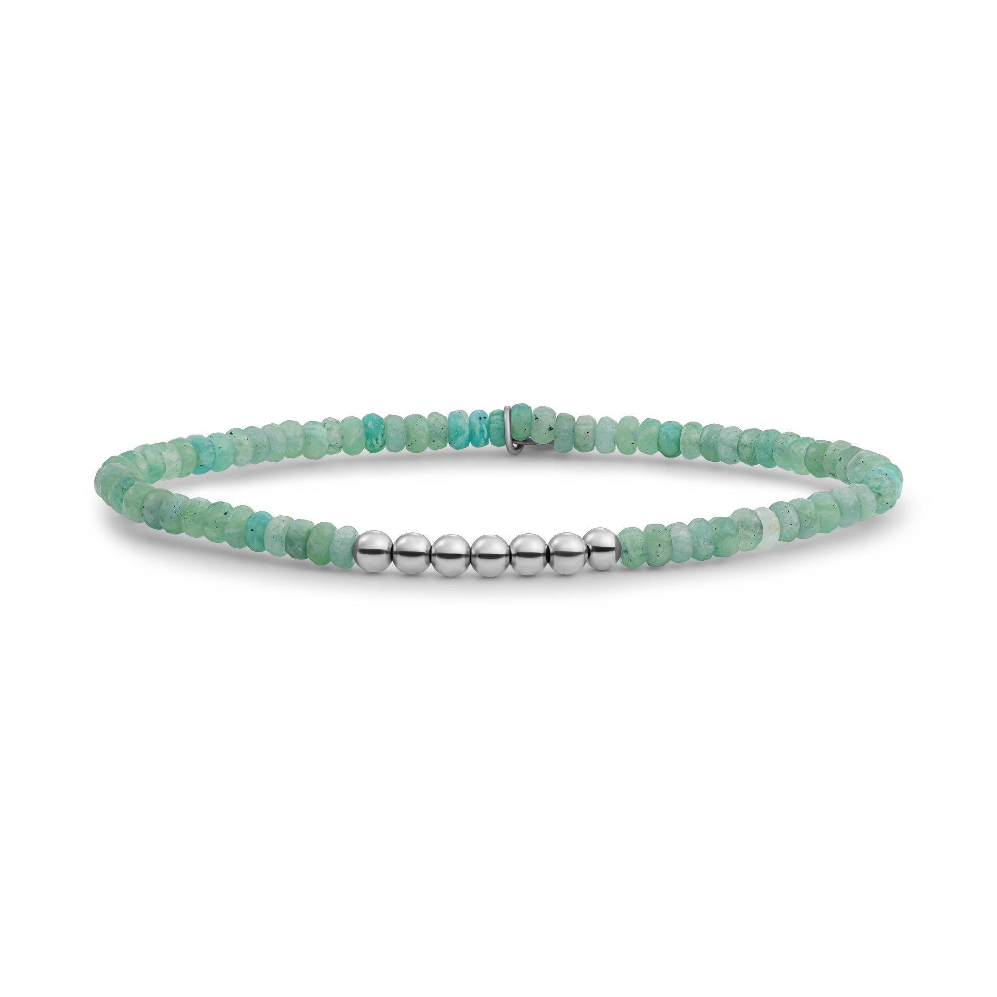 Sparkling Jewels Armband Amazoniet SB-S-4MM-RLI-G57 Zilverkleurig