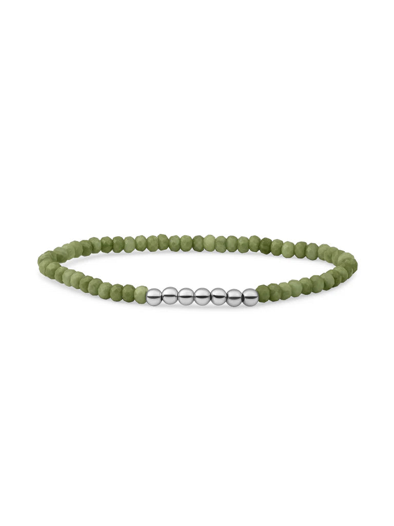 Sparkling Jewels Armband Jade SB-S-4MM-RLI-G64 Zilverkleurig